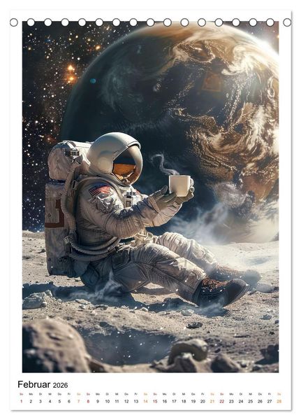 Produktbild: Astronauten - viel los im All (Tischkalender 2026 DIN A5 hoch), CALVENDO Monatskalender