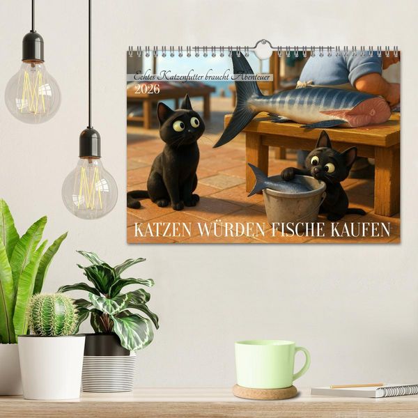 Produktbild: Katzen w&uuml;rden Fische kaufen (Wandkalender 2026 DIN A4 quer), CALVENDO Monatskalender