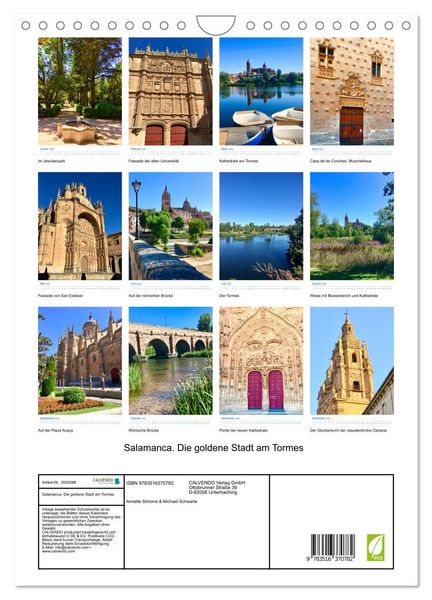Produktbild: Salamanca. Die goldene Stadt am Tormes (Wandkalender 2026 DIN A4 hoch), CALVENDO Monatskalender