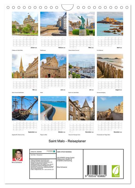 Produktbild: Saint Malo - Reiseplaner (Wandkalender 2026 DIN A4 hoch), CALVENDO Monatskalender