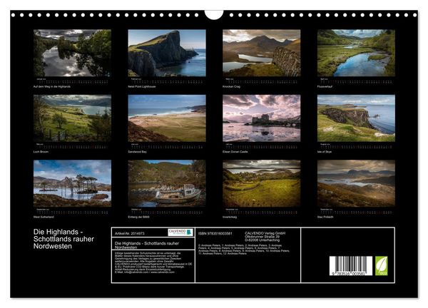 Produktbild: Die Highlands - Schottlands rauher Nordwesten (Wandkalender 2026 DIN A3 quer), CALVENDO Monatskalender