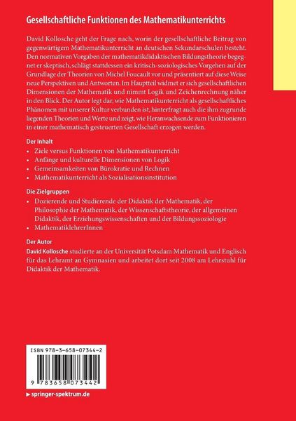 Produktbild: Gesellschaftliche Funktionen des Mathematikunterrichts
