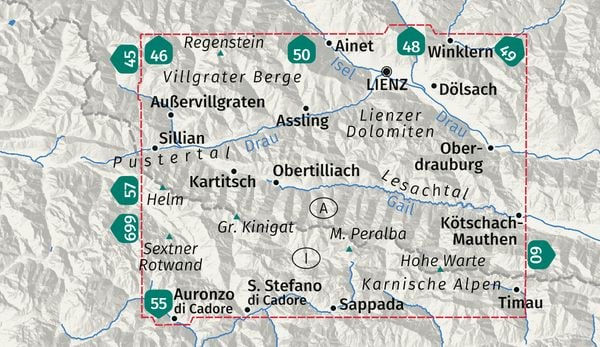 Produktbild: KOMPASS Wanderkarte 47 Lienzer Dolomiten, Lesachtal, Karnischer H&ouml;henweg 1:50.000