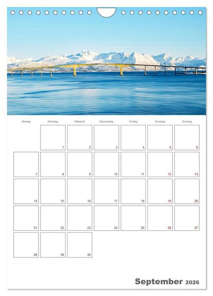 Produktbild: Die K&uuml;ste Norwegens - Terminplaner (Wandkalender 2026 DIN A4 hoch), CALVENDO Monatskalender