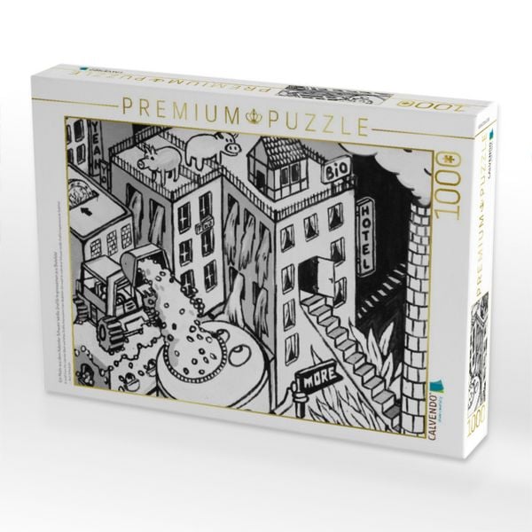 Produktbild: CALVENDO Puzzle Ein Motiv aus dem Kalender Schwarz Wei&szlig;e Graffiti Impressionen aus Bielefeld | 1000 Teile Lege-Gr&ouml;&szlig;e 64x48cm Foto-Puzzle f&uuml;r gl&uuml;ckliche Stunden