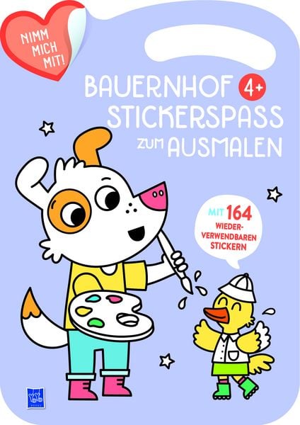 Produktbild: Bauernhof Stickerspa&szlig; zum Ausmalen 4+ (Cover violett, Hund)