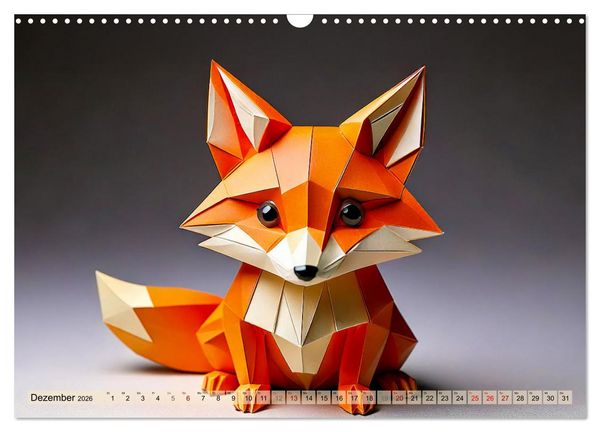 Produktbild: Wilde Origami Tiere (Wandkalender 2026 DIN A3 quer), CALVENDO Monatskalender