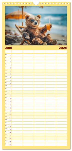 Produktbild: Familienplaner 2026 - Abenteuer eines Taddyb&auml;ren mit 5 Spalten (Wandkalender, 21 x 45 cm) CALVENDO