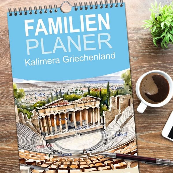 Produktbild: Familienplaner 2026 - Kalimera Griechenland mit 5 Spalten (Wandkalender, 21 x 45 cm) CALVENDO