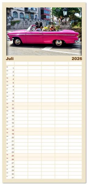 Produktbild: Familienplaner 2026 - DODGE '55 mit 5 Spalten (Wandkalender, 21 x 45 cm) CALVENDO