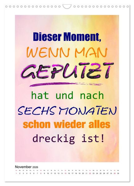 Produktbild: Humor und Ironie. Lustige Spr&uuml;che (Wandkalender 2026 DIN A3 hoch), CALVENDO Monatskalender