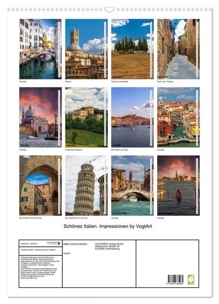 Produktbild: Sch&ouml;nes Italien. Impressionen by VogtArt (Wandkalender 2026 DIN A2 hoch), CALVENDO Monatskalender