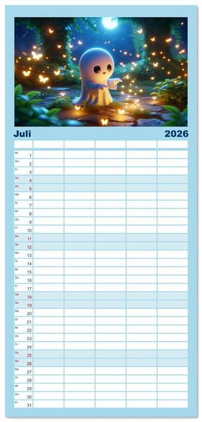 Produktbild: Familienplaner 2026 - Spuk und Spiel: Ein Jahr mit kleinen Plagegeistern mit 5 Spalten (Wandkalender, 21 x 45 cm) CALVENDO