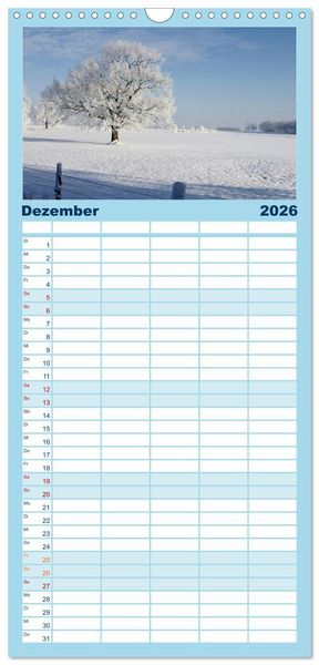 Produktbild: Familienplaner 2026 - Natur Bilder Kalender mit 5 Spalten (Wandkalender, 21 x 45 cm) CALVENDO