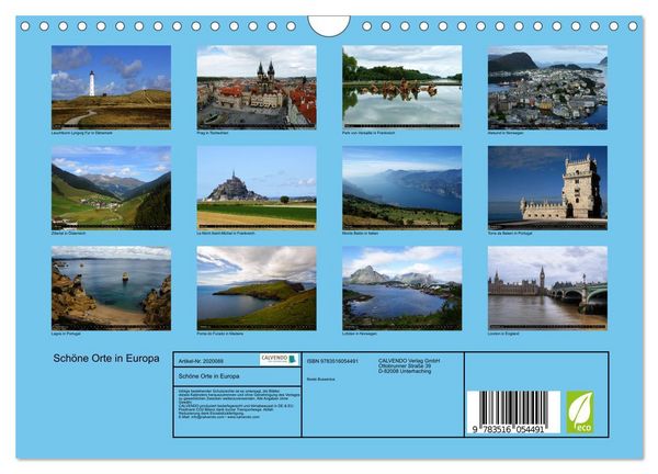 Produktbild: Sch&ouml;ne Orte in Europa (Wandkalender 2026 DIN A4 quer), CALVENDO Monatskalender