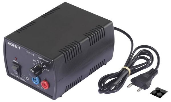 Produktbild: VOLTCRAFT CSP-120 Labornetzger&auml;t, einstellbar Gleichspannung 3 V, 4.5 V, 6 V, 7.5 V, 9 V, 12 V 1.5 A (max.) 18 W Anzahl Ausg&auml;nge 1 x