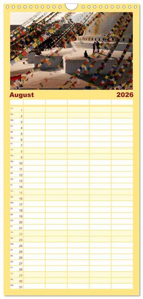 Produktbild: Familienplaner 2026 - Nepal mit 5 Spalten (Wandkalender, 21 x 45 cm) CALVENDO