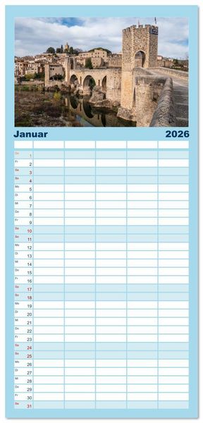 Produktbild: Familienplaner 2026 - Pen&iacute;nsula Ib&eacute;rica mit 5 Spalten (Wandkalender, 21 x 45 cm) CALVENDO
