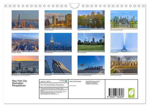 Produktbild: New York City Manhattan Perspektiven (Wandkalender 2026 DIN A4 quer), CALVENDO Monatskalender