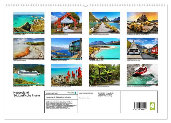 Produktbild: Neuseeland, S&uuml;dpazifische Inseln (hochwertiger Premium Wandkalender 2026 DIN A2 quer), Kunstdruck in Hochglanz