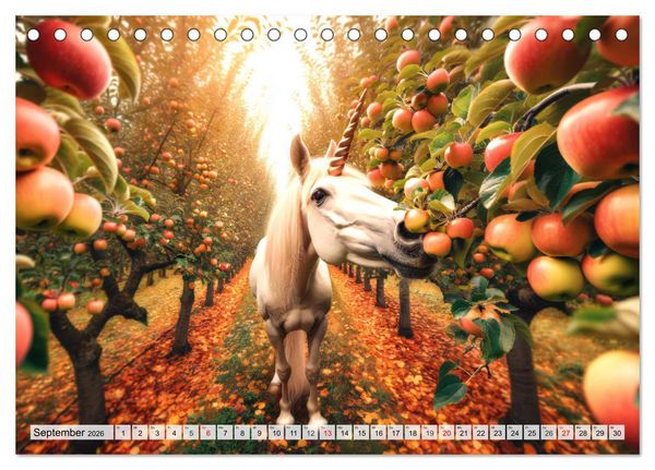 Produktbild: Mystische Einh&ouml;rner - Jahreszeiten im Einhornland (Tischkalender 2026 DIN A5 quer), CALVENDO Monatskalender