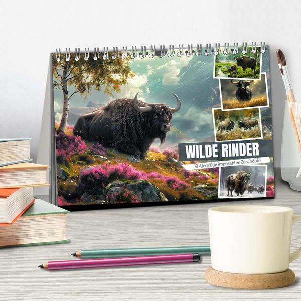 Produktbild: Wilde Rinder (Tischkalender 2026 DIN A5 quer), CALVENDO Monatskalender