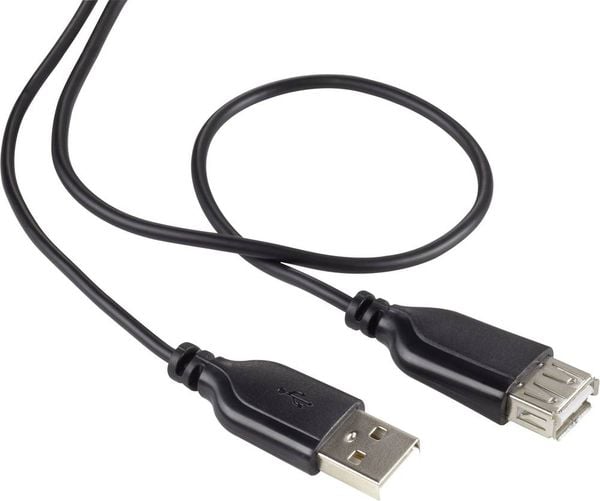 Renkforce USB-Kabel USB 2.0 USB-A Stecker, USB-A Buchse 1.00 m Schwarz SuperSoft-Ummantelung RF-4080795