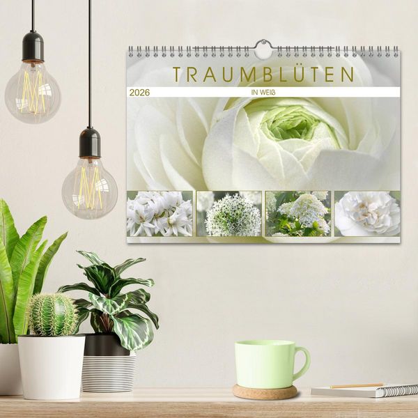 Produktbild: Traumbl&uuml;ten in Wei&szlig; (Wandkalender 2026 DIN A4 quer), CALVENDO Monatskalender
