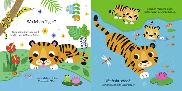 Produktbild: Gl&uuml;cksfisch: Wei&szlig;t du, was die Tiere machen? Kleiner Tiger (Tier-Buch mit Schiebern und Klappen)