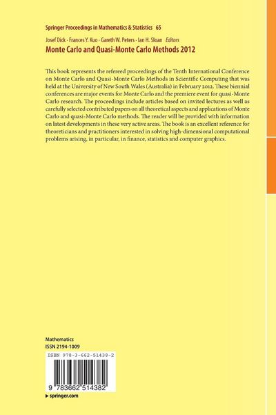 Produktbild: Monte Carlo and Quasi-Monte Carlo Methods 2012