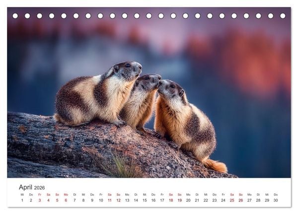 Produktbild: Alpenpl&uuml;sch - Mit Murmeltieren durchs Jahr (Tischkalender 2026 DIN A5 quer), CALVENDO Monatskalender