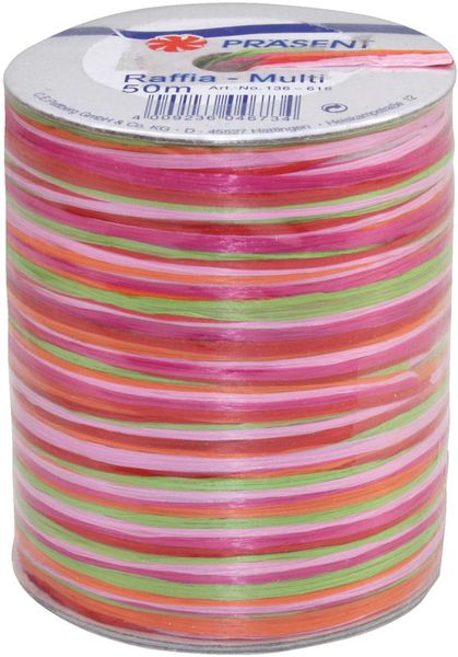 Produktbild: Raffia pink/orange/rosa/gr&uuml;n 50m Rolle