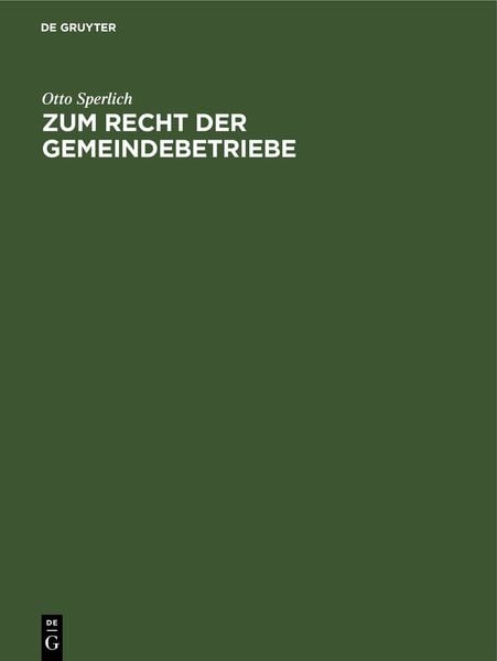 Produktbild: Zum Recht der Gemeindebetriebe