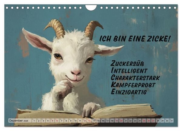 Produktbild: Ziegen, s&uuml;&szlig; aber psycho (Wandkalender 2026 DIN A4 quer), CALVENDO Monatskalender