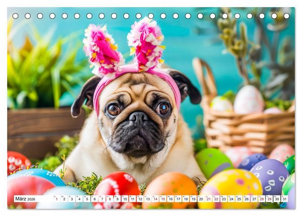 Produktbild: Mops-Mania - Der Spa&szlig;kalender f&uuml;r Mops-Fans (Tischkalender 2026 DIN A5 quer), CALVENDO Monatskalender