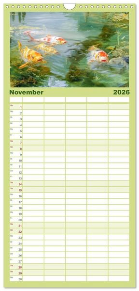 Produktbild: Familienplaner 2026 - Kois - Ein Juwel unter Fischen mit 5 Spalten (Wandkalender, 21 x 45 cm) CALVENDO