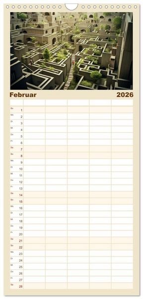 Produktbild: Familienplaner 2026 - Labyrinth Universum mit 5 Spalten (Wandkalender, 21 x 45 cm) CALVENDO