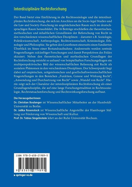 Produktbild: Interdisziplin&auml;re Rechtsforschung