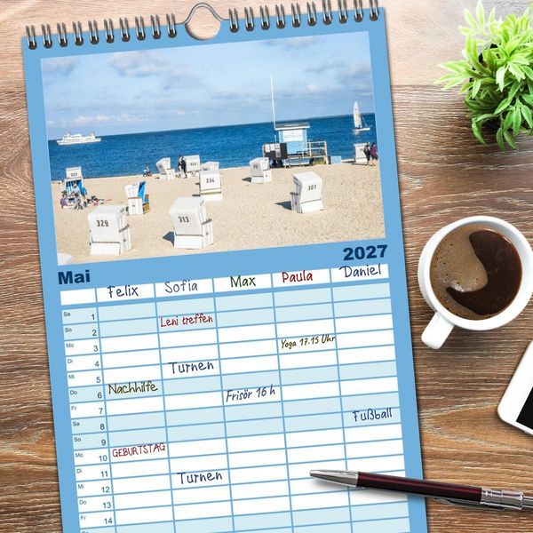 Produktbild: Familienplaner 2027 - Sylt s&uuml;chtig mit 5 Spalten (Wandkalender, 21 x 45 cm) CALVENDO