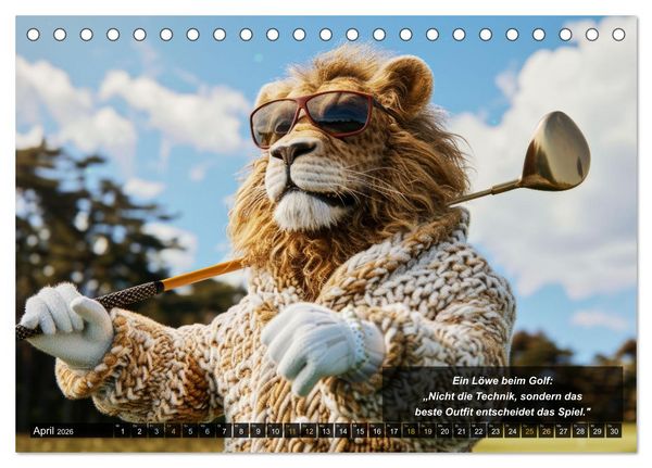 Produktbild: Der tierisch lustige Golfkalender (Tischkalender 2026 DIN A5 quer), CALVENDO Monatskalender