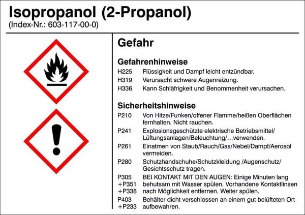 SafetyMarking 21.B1200.11 Gefahrstoffetikett G011 Isopropanol (2-Propanol) Folie selbstklebend (B x H) 105 mm x 74 mm 1 St.