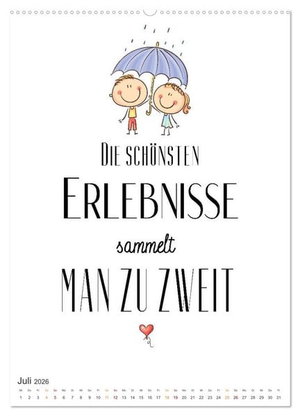 Produktbild: Liebesspr&uuml;che (Wandkalender 2026 DIN A2 hoch), CALVENDO Monatskalender