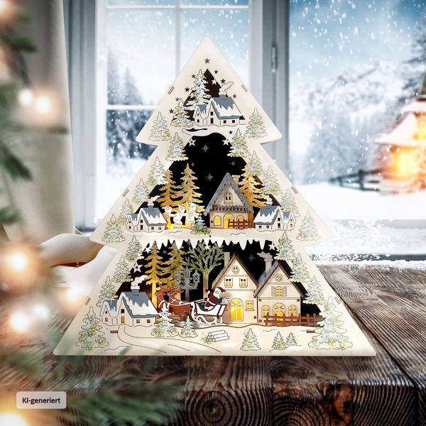 Produktbild: HTI-Living Schwibbogen Weihnachtsmann zu Besuch Schwibbogen Weihnachtsmann zu Besuch