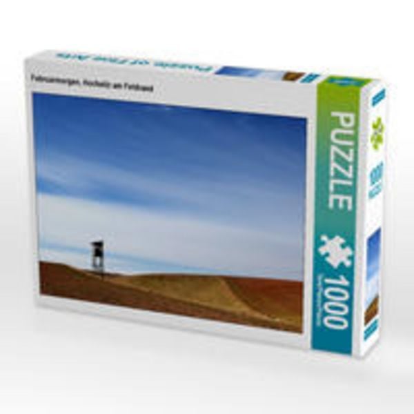 CALVENDO Puzzle Februarmorgen, Hochsitz am Feldrand | 1000 Teile Lege-Größe 64x48cm Foto-Puzzle für glückliche Stunden