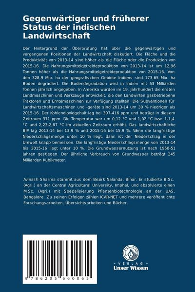Produktbild: Gegenw&auml;rtiger und fr&uuml;herer Status der indischen Landwirtschaft