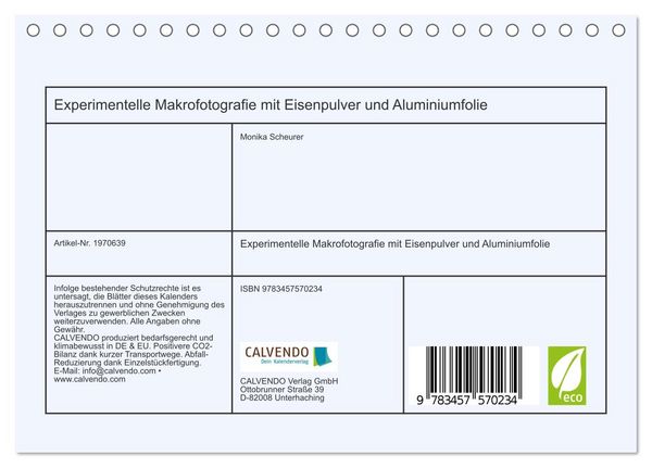 Produktbild: Experimentelle Makrofotografie mit Eisenpulver und Aluminiumfolie (Tischkalender 2026 DIN A5 quer), CALVENDO Monatskalender