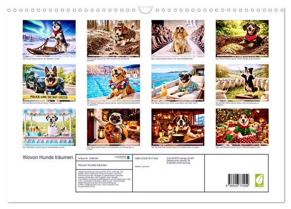 Produktbild: Wovon Hunde tr&auml;umen (Wandkalender 2027 DIN A3 quer), CALVENDO Monatskalender