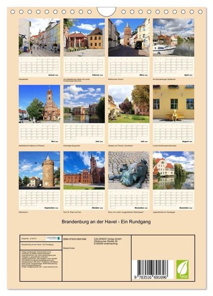 Produktbild: Brandenburg an der Havel - Ein Rundgang (Wandkalender 2026 DIN A4 hoch), CALVENDO Monatskalender