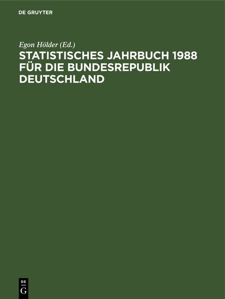 Produktbild: Statistisches Jahrbuch 1988 f&uuml;r die Bundesrepublik Deutschland