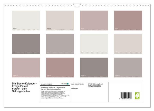 Produktbild: DIY Bastel-Kalender -Erdige Pastell Farben- Zum Selbstgestalten (Wandkalender 2026 DIN A3 quer), CALVENDO Monatskalender